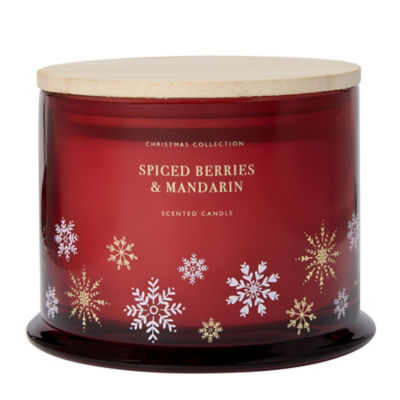 Spiced Berries & Mandarin glass decal candle 240g - British product