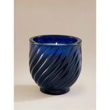 Warm Amber Cedar candle Navy twisted glass 9cm - British product