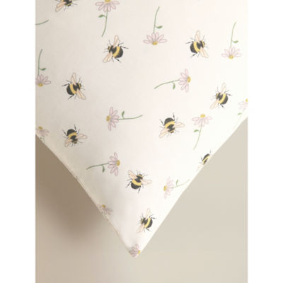 Bees & Daisies pillowcase pair with bee and daisy print 48x74cm, UK version
