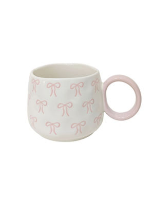 Pink Bow stoneware mug (British brand)