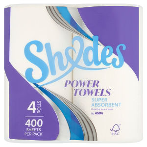 ASDA Shades super absorbent power towels 4 rolls - British product