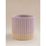 Planter purple ceramic ribbed two tone 18x18x17.5cm (British brand)