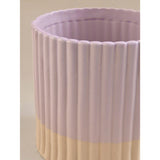 Planter purple ceramic ribbed two tone 18x18x17.5cm (British brand)