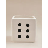 Ceramic dice planter white 15cm, imported from the UK
