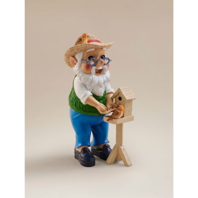 Grandad bird feeding gnome hand painted 23.5cm, UK version