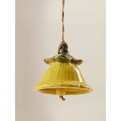 Yellow ceramic flower windchime decorative garden ornament - British product