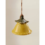 Yellow ceramic flower windchime decorative garden ornament - British product
