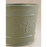 Large green ceramic bee planter with drainage hole - British product