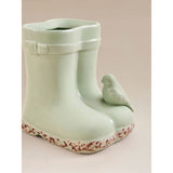 Green ceramic welly planter with bird decoration 13.5cm imported from the UK