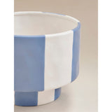 Ceramic striped planter blue white 17.7cm - British product