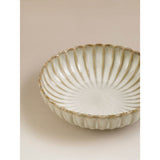 Natural brown reactive glaze scalloped pasta bowl 20cm, imported from the UK