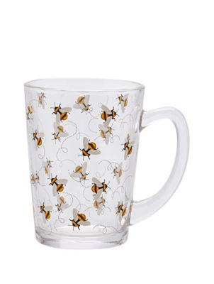 Bee Tea Mug glass mug with bee design 11.6cm - British product