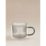 Grey ribbed smoked double wall glass mug 12x8.5x7.7cm - British product