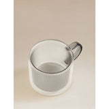 Grey ribbed smoked double wall glass mug 12x8.5x7.7cm - British product