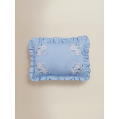 Stacey Solomon embroidered hydrangea ruffle cushion blue (British brand)