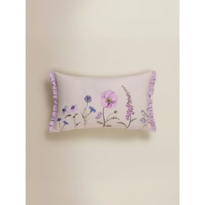 Stacey Solomon lilac wildflower print cushion 50x30cm, imported from the UK