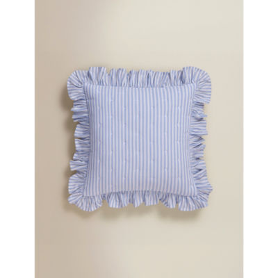 Stacey Solomon blue quilted cushion with ruffle trim (British brand)