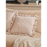 Stacey Solomon natural quilted stripe ruffle cushion 45x45cm (British brand)