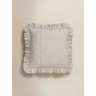 Stacey Solomon natural quilted stripe ruffle cushion 45x45cm (British brand)