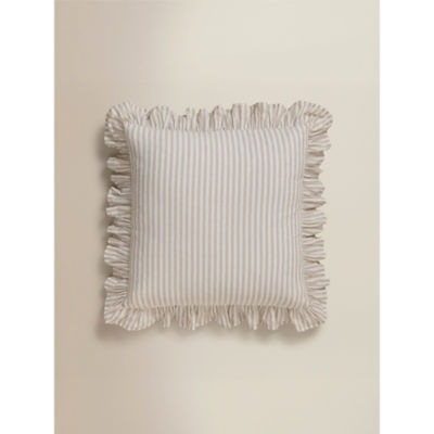 Stacey Solomon natural quilted stripe ruffle cushion 45x45cm (British brand)