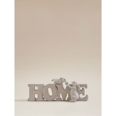 Natural Bunny Home Sign resin 25x5.5x12cm - British product