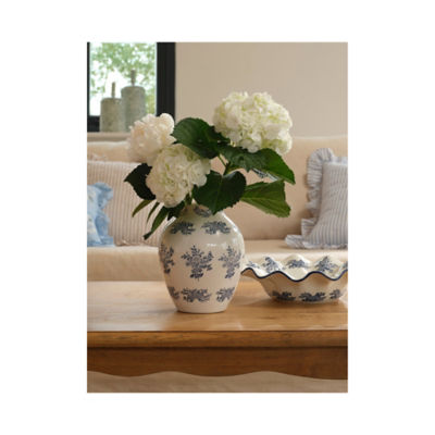 ASDA Stacey Solomon Blue & White Vintage Etched Flower Vase 23cm- Buy online at McGrocer