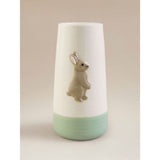 Beige ceramic bud vase with bunny detail, imported from the UK