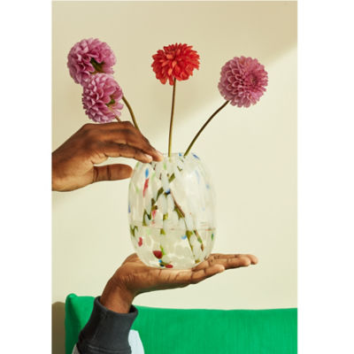 Creative Pursuits confetti vase multi-coloured glass 13x13x17cm (British brand)