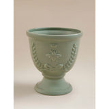 Green ceramic bee urn planter, imported from the UK