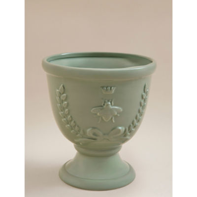 Green ceramic bee urn planter, imported from the UK