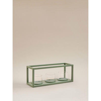 Green tealight candle holder with three glass shades (British brand)