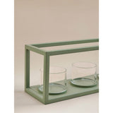 Green tealight candle holder with three glass shades (British brand)