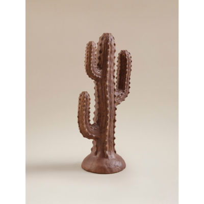 Brown hand painted cactus garden ornament, UK version