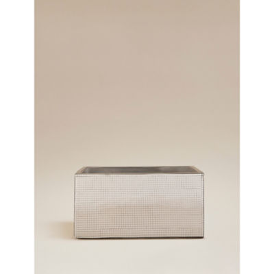 Silver rectangular disco planter with mirror tile finish (British brand)