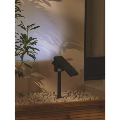 Black rectangular solar spot light with warm white LEDs and tiltable head - British product