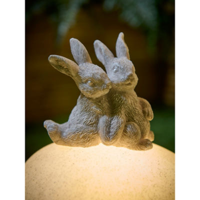 solar light grey rabbits on a rock (British brand)