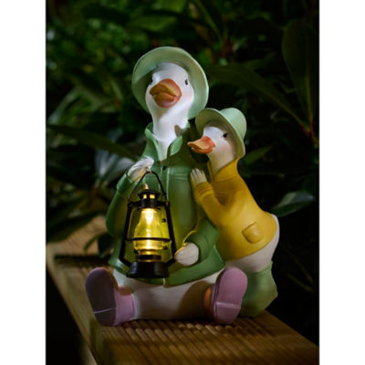 Raincoat hand painted duck solar light with warm white LED (British brand)