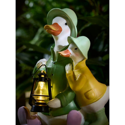 Raincoat hand painted duck solar light with warm white LED (British brand)