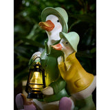 Raincoat hand painted duck solar light with warm white LED (British brand)