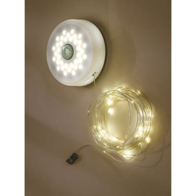 Green & White portable solar spotlight and string lights 10m (British brand)