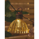 Ribbed lampshade solar string lights with warm white LEDs (British brand)