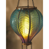 Blue hot air balloon solar light with flame effect LEDs, UK version