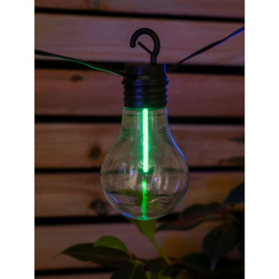 Neon solar string lights 10 festoon bulbs colourful LED, UK version