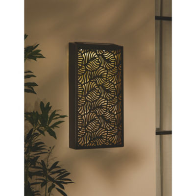 Black Leaf wall panel solar light with warm white LED, imported from the UK