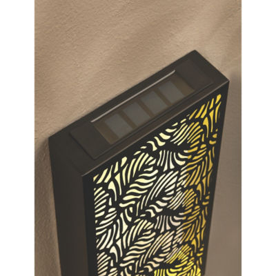 Black Leaf wall panel solar light with warm white LED, imported from the UK
