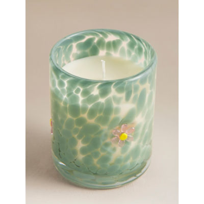 Wild Meadow Charm pink glass candle, British product