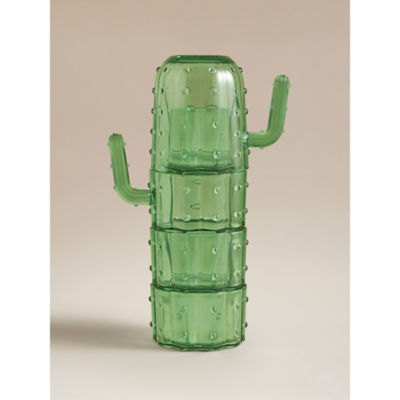 Cactus stacking tumblers set of 4 in green - British product