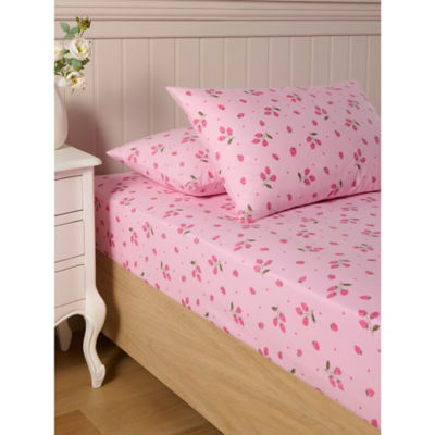 Stacey Solomon pink raspberry patch cotton pillowcase pair (British brand)