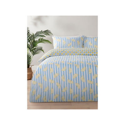 ASDA Blue Citrus Slices Striped Reversible Duvet Set Double- Buy online at McGrocer