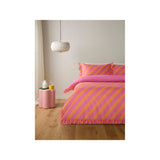 ASDA Pink and Orange Diagonal Stripe Frill Reversible Duvet Set Single- Buy online at McGrocer